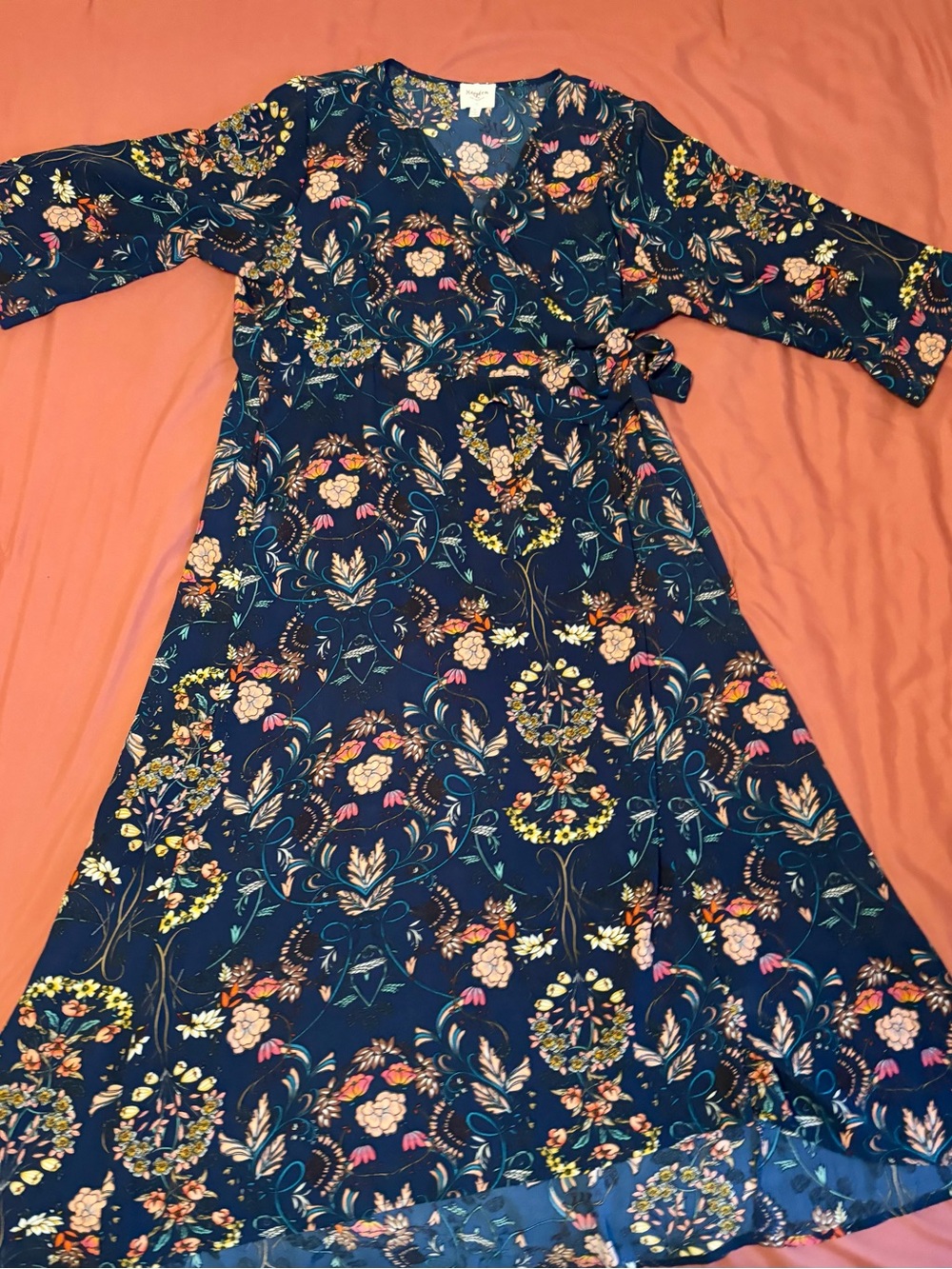 Hayden Navy Floral Wrap Dress      Plus size